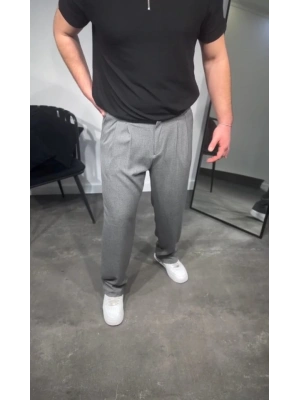 Erkek Pileli Kumaş Baggy Pantolon