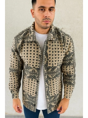 Erkek Polar Fermuarlı Sweatshirt – Kapüşonsuz, Cepli, Yumuşak Dokulu, Oversize Rahat Kalıp, Kışlık Sıcak Tutan Fermuarlı Üst - Bej