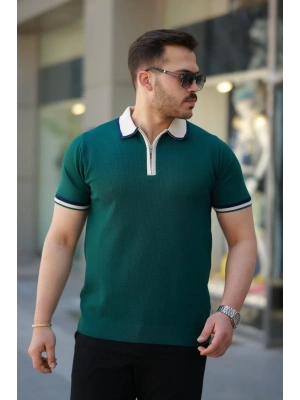 Erkek Renkli Yaka Kısa Kollu Tişört