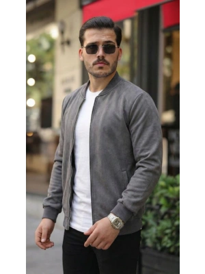 Erkek Scuba Süet Kumaş Bomber Hırka