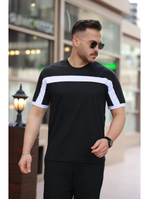 Erkek şerit Detaylı Kısa Kollu T-shirt