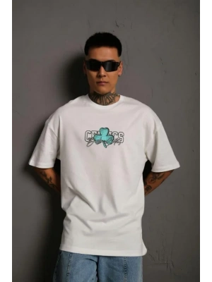 Erkek Sırt Baskılı T-shirt - Beyaz