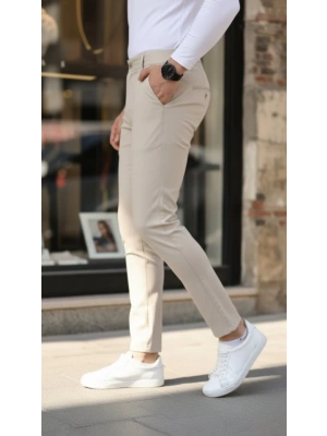 Erkek Slim Fit Likralı Gabardin Pantolon