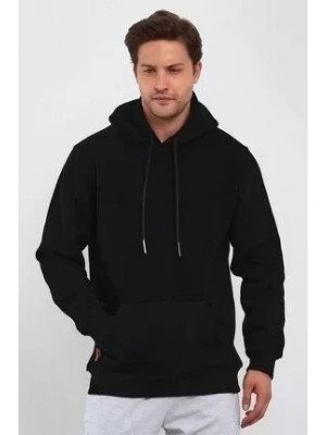 Erkek Uzun Kol Kapşonlu Basic Sweatshirt Hoodie - Siyah