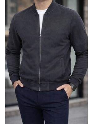 Erkek önden Fermuarlı Içi Astarlı Süet Ceket
