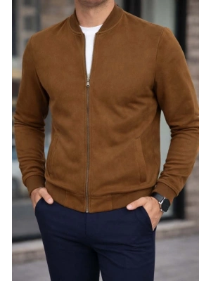 Erkek önden Fermuarlı Içi Astarlı Süet Ceket