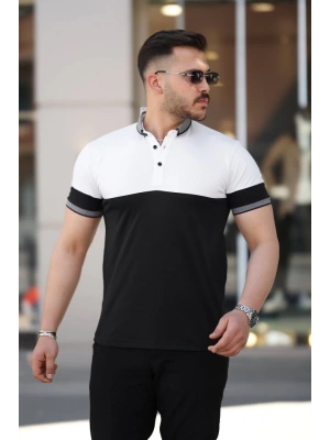 Erkek Yakalı çift Renk Kısa Kollu T-shirt