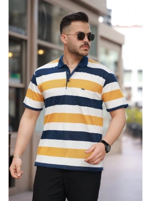 Erkek Yakalı çok Renkli Kısa Kollu T-shirt