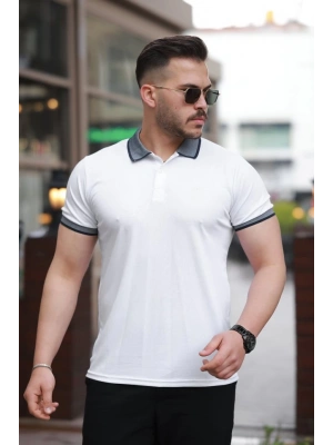 Erkek Yakalı Kagi Kumaş Kısa Kollu T-shirt