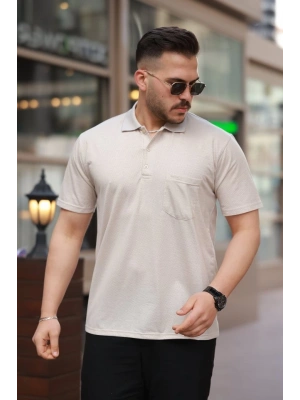 Erkek Yakalı Mini Jakarlı Kısa Kollu T-shirt