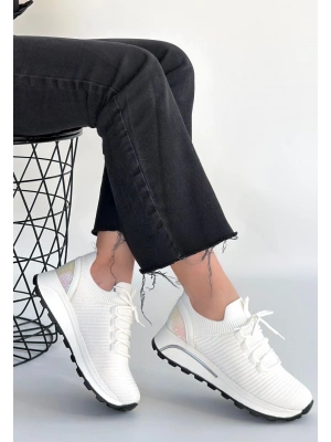 Feort Beyaz Triko Bağcıklı Spor Ayakkabı