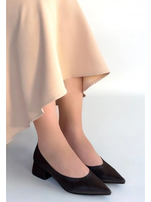 Ferla Acı Kahve Cilt Topuklu Ayakkabı