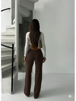 Fit comfort bej salaş pantolon kahve A6011