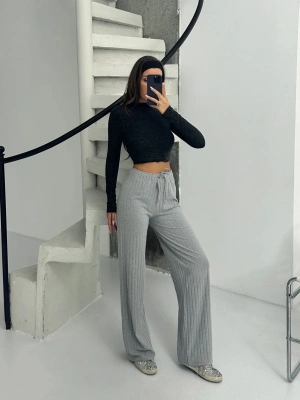 Fitilli şardonlu pantolon gri a4058