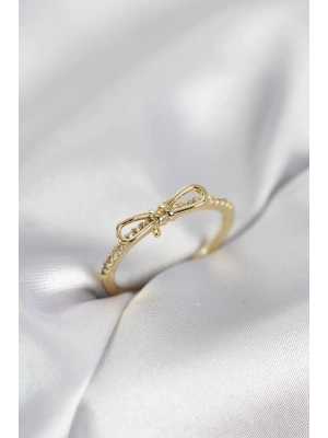 Fiyonk Model Zirkon Taşlı Gold Renk Kadın Yüzük