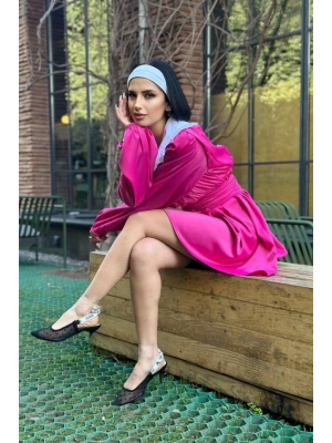 Fuşya Bebe Yakalı Elbise