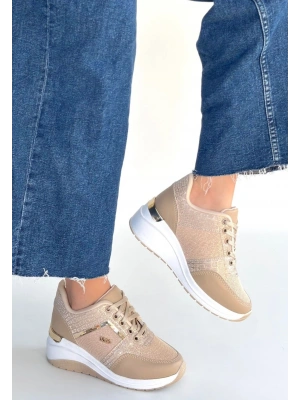Geja Bej Cilt Bağcıklı Spor Ayakkabı