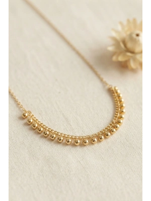 Gold Pirinç Topçuk Model Kadın Kolye