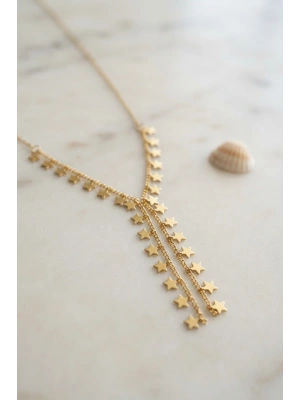 Gold Pirinç Yıldız Model Kadın Kolye