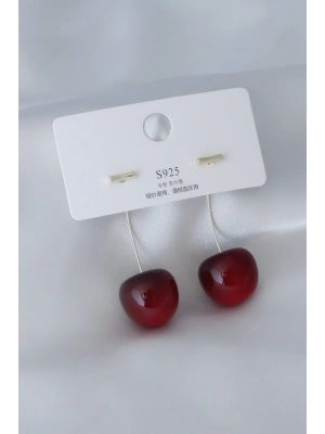 Gold Renk Kiraz Model Kadın Küpe