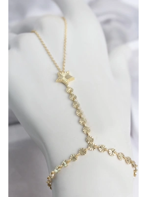 Gold Renk Pirinç Lazerli Yıldız Model Zirkon Taşlı Şahmeran