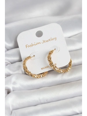 Gold Renk Pirinç Tırtık Model Kadın Küpe