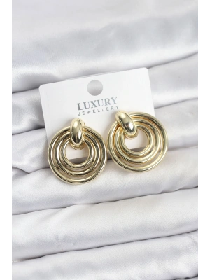 Gold Renk Pirinç Vintage Kadın Küpe