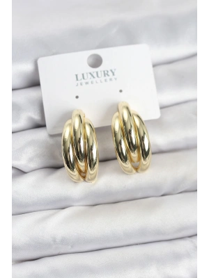 Gold Renk Pirinç Yarım Halka Model Kadın Küpe