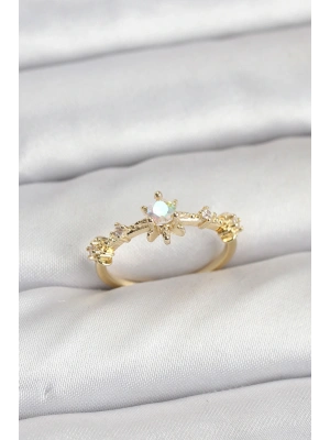 Gold Renk Pirinç Yıldız Model Kadın Yüzük