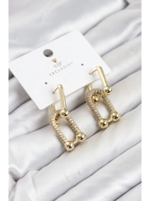 Gold Renk VIP Seri Tifani Zirkon Taşlı Kadın Küpe