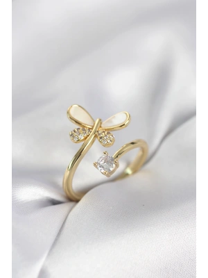 Gold Renk Yusufçuk Model Zirkon Taşlı Kadın Yüzük