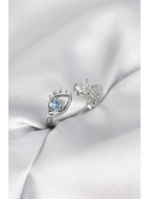 Gözyaşı Model Gümüş Renk Zirkon Taşlı Kadın Yüzük