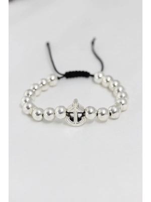 Gümüş Renk Çapa Figürlü Asansörlü Erkek Bileklik