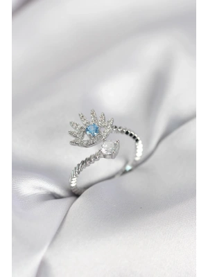 Gümüş Renk Göz Model Zirkon Taşlı Kadın Yüzük