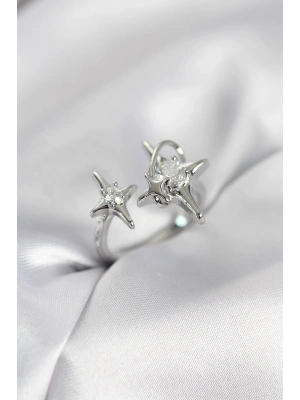 Gümüş Renk Kutup Yıldızı Model Zirkon Taşlı Kadın Yüzük
