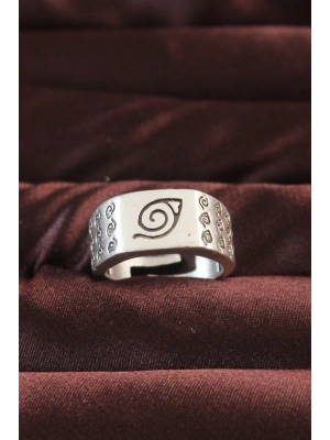 Gümüş Renk Motifli Ayarlamalı Erkek Yüzük