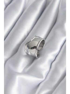 Gümüş Renk Plaka Kadın Yüzük