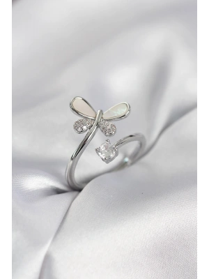 Gümüş Renk Yusufçuk Model Zirkon Taşlı Kadın Yüzük