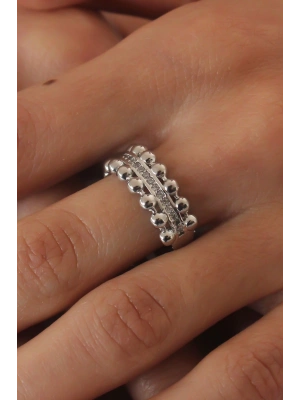 Gümüş Renk Zirkon Taşlı Kadın Yüzük