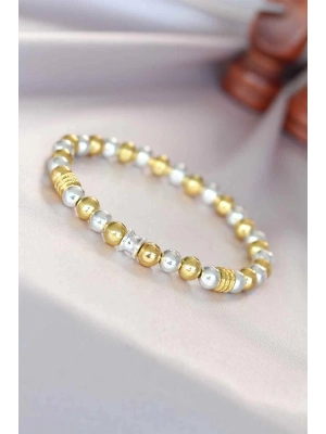 Hematit Gümüş Gold Renk Doğal Taş Erkek Bileklik