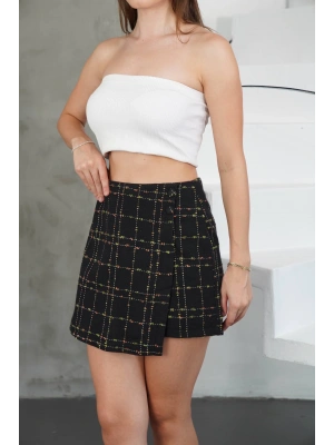 İki düğmeli şort etek siyah h26414