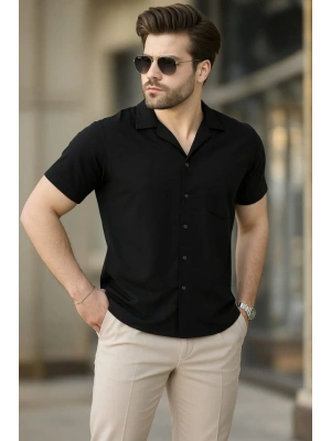 İki İplik Kumaş Gömlek - Siyah