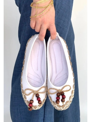 Ilwe Beyaz Cilt Babet Ayakkabı