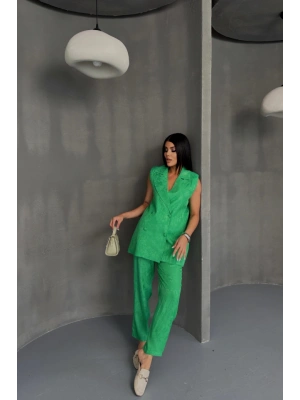 JAKAR KUMAŞ YELEK - PANTOLON TAKIM - Yeşil