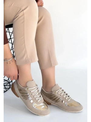 Jawen Bej Nubuk Gold Detaylı Spor Ayakkabı