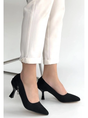 Jedi Siyah Süet Topuklu Ayakkabı