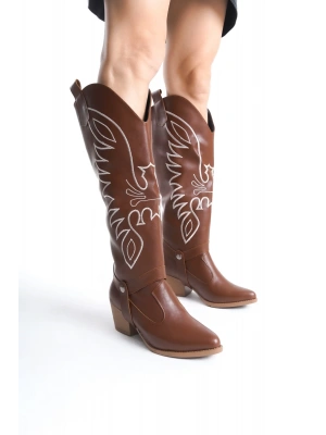 Jilla Taba Cilt Tak Çıkar Topuklu Bot Ve Çizme