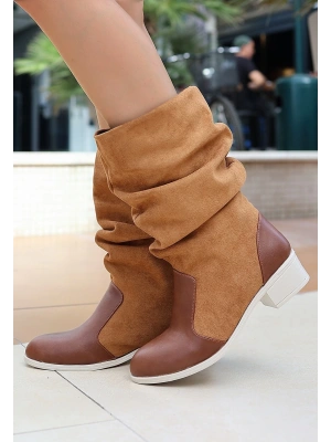 Jolin Taba Cilt Süet Detaylı Çizme