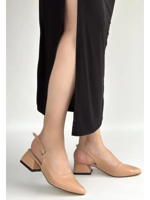 Jonji Nude Cilt Topuklu Kemerli Ayakkabı