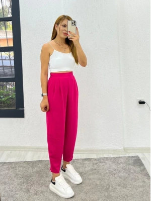 Kadın Aerobin Kumaş Bel Lastikli Pileli Pantolon